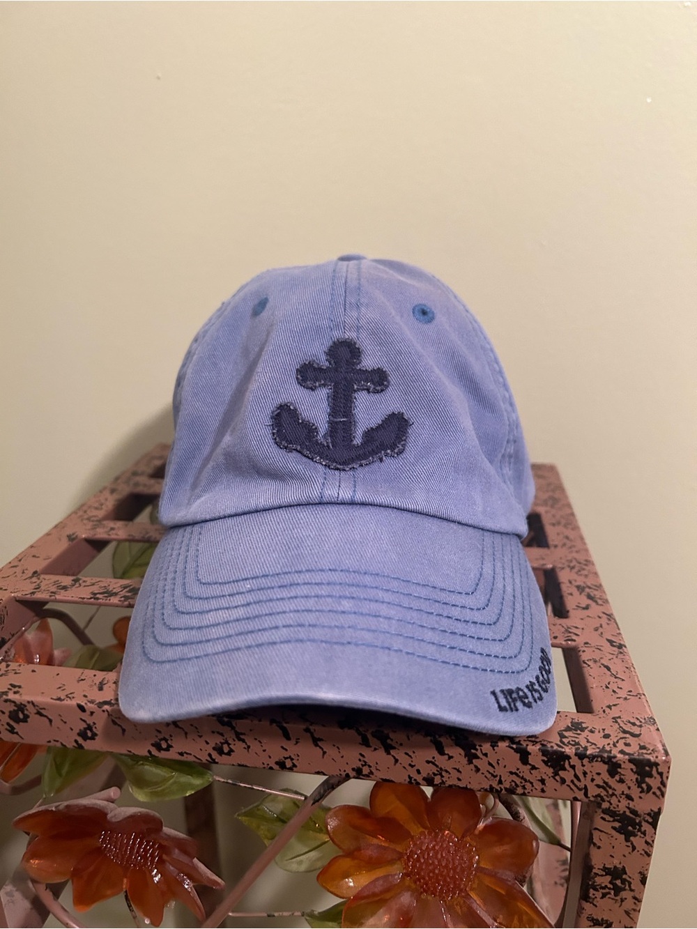 Life is Good Chill Cap Hat Periwinkle Blue Distressed Anchor Strapback Unisex